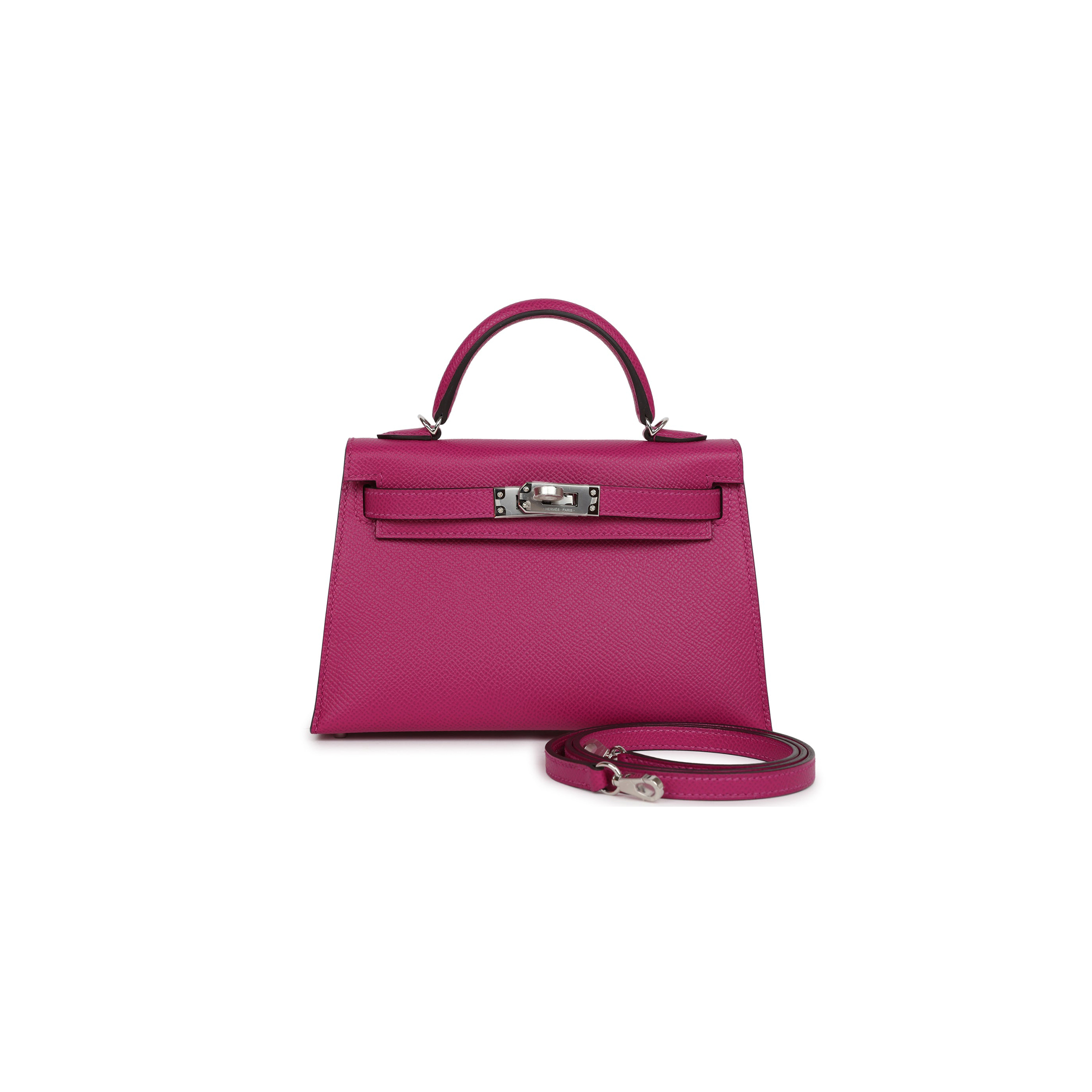 HERMÈS KELLY SELLIER 20 ROSE POURPRE VERSO EPSOM PALLADIUM HARDWARE (19*12*5.5cm)